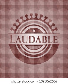 Laudable red seamless emblem with geometric pattern.