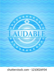 Laudable water badge background.