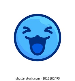 laugh, blue outline emoji icon