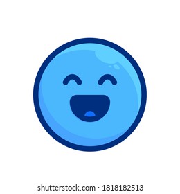 laugh, blue outline emoji icon