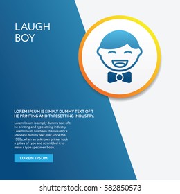 Laugh Boy Icon. Character Symbol. Graphic Vector Flat Isolated and Blue Background Info board