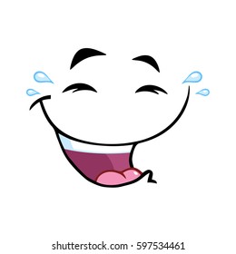 Laugh Cartoon Funny Face With Smiley Expression. Vector Illustration Isolated On White Background
