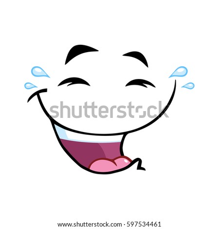 Laugh Cartoon Funny Face With Smiley Expression. Vector Illustration Isolated On White Background