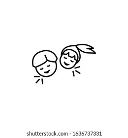 laugh, children, family line icon on white background
