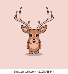 Laugh deer face cute logo design vector graphic symbol icon sign illustration creative idea