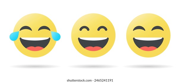 Icono de emoji de risa en estilo plano. LOL, concepto de emoticono de cara de risa