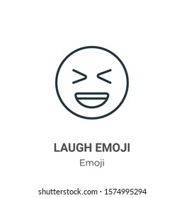 Laugh emoji outline vector icon. Thin line black laugh emoji icon, flat vector simple element illustration from editable emoji concept isolated on white background