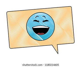 Laugh emoticon in bubble scribble