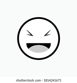 Laugh Emoticon. Happy Symbol - Vector Logo Template.
