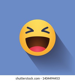 Laugh emoticon. Smiley face sign pin icon. Happy smiley chat symbol. Vector illustration smile icon.Happy emotion.
