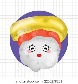 Laugh gesture, Funny sushi characters with cute faces