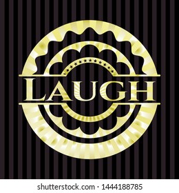 Laugh gold shiny emblem. Vector Illustration. Detailed.