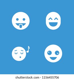 Laugh icon. collection of 4 laugh filled icons such as crazy emote, emoji listening music, showing tongue emote. editable laugh icons for web and mobile.