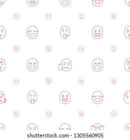 laugh icons pattern seamless white background. Included editable line emoji showing tongue, bye emot, emoji in mask, laughing emot, showing tongue emot icons. laugh icons for web and mobile.
