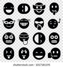 Laugh icons. set of 16 editable filled laugh icons such as laughing emot, emoji in mask, emoji listening music