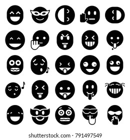Laugh icons. set of 25 editable filled laugh icons such as crazy emot, laughing emot, emoji in mask