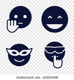 Laugh icons set. set of 4 laugh filled icons such as laughing emot, emoji in mask, bye emot