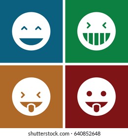 Laugh icons set. set of 4 laugh filled icons such as laughing emot