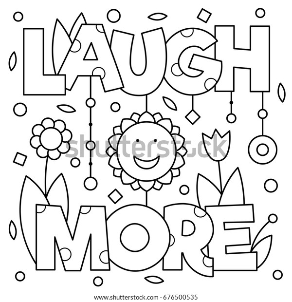 Laugh More Coloring Page Vector Illustration Stock Vector (Royalty Free