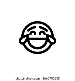 Laugh Out Loud LOL Emoticon Icon Vector Illustration. Outline Style.
