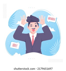 Laugh Out Loud Taunt Gesture Illustration