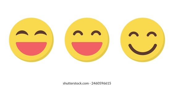 Laugh and smile emoji icon in flat style. Laughing and smiling emoticon concept