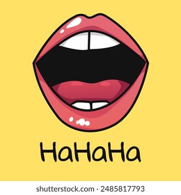 Laugh smile happy mouth isolated concept. Vector graphic design illustration