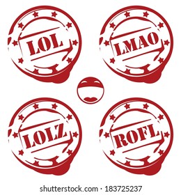 laugh stamps, lol, lmao, lolz and rofl, laughter acronyms 