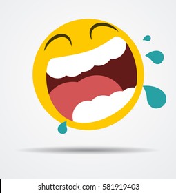 Laugh to tears emoticon in a flat design