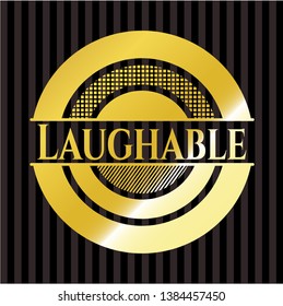 Laughable gold shiny emblem. Vector Illustration. Detailed.