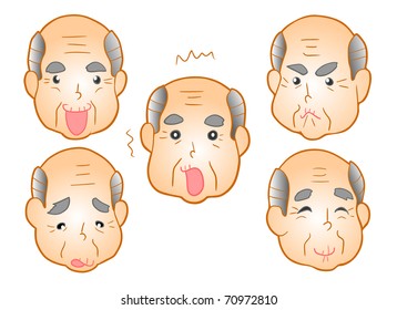It is laughed that it cries the anger of the grandfather ..pleased.. ..feel sorry.. the surprise.