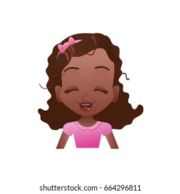 Laughing african girl face with cartoon female emoji icon or avatar vector illustration