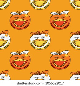 Laughing apple seamless pattern. Original design for print or digital media.