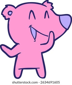 risada de desenhos animados de urso em cores neon brilhantes