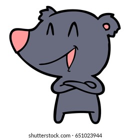 laughing bear with crossed arms cartoon
