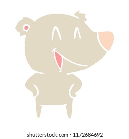 laughing bear flat color style cartoon