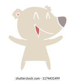 laughing bear flat color style cartoon