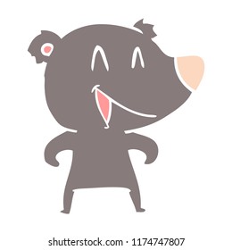 laughing bear flat color style cartoon