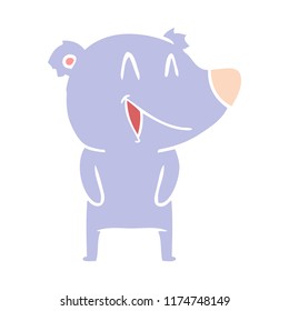 laughing bear flat color style cartoon