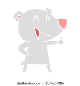 laughing bear flat color style cartoon