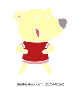 laughing bear flat color style cartoon
