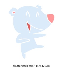 laughing bear flat color style cartoon