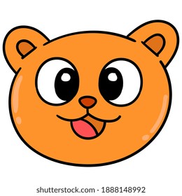 emoticono de la cabeza del oso risible, dibujo del doodle lindo del personaje