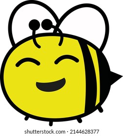 Laughing bee, illustration, vector on a white background.