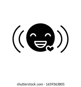 Laughing black icon, concept illustration, vector flat symbol, glyph sign.