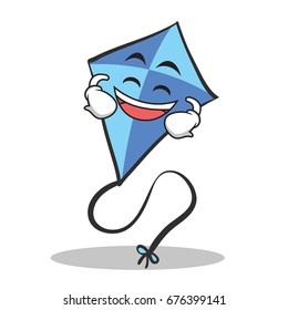 Laughing blue kite character cartoon