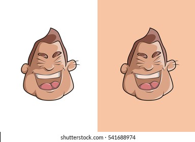 Laughing boy cartoon face. Vector Illustration