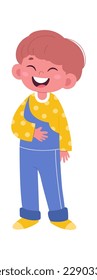Icono plano de niño riéndose Sonriendo emociones de Cute. Ilustración del vector