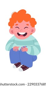 Icono plano de niño riéndose Sonriendo emociones de Cute. Ilustración del vector