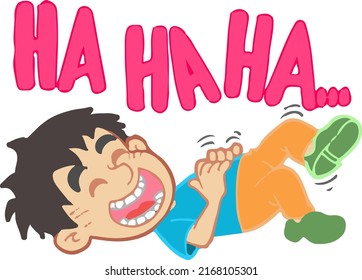 laughing boy mocking. Vector sketch cartoon illustration isolated on white background.
